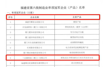 喜报｜凯发k8荣获“福建省制造业单项冠军企业”